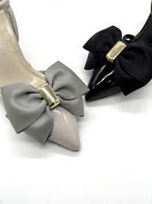 New Stylish Versatile Double Layered Ribbon Bowknot Decorative Shoe Clips, Fashion High Heel Sandals Accessories - Multicolor - View 6