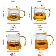 1 pieza Tetera doméstica con separador de hojas de té, juego de tetera eléctrica de cerámica con diseño de rayas verticales, tetera de vidrio con infusor para regreso a clases - Multicolor - Ver 3