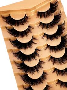 HBZGTLAD 7 Pairs Faux Mink Lashes Multipack Mink Lashes Fluffy False Eyelashes 22mm Full Wispy Lashes 8D Volume Curly Fake Eyelashes - 尖尾漫畫款 - 查看 5