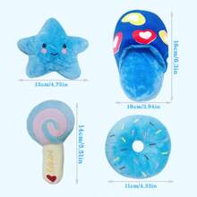 4 件/套小狗吱吱叫狗玩具套装毛绒小狗，可爱咀嚼宠物狗玩具带吱吱叫声适合小型犬玩耍，小型到中型犬毛绒玩具 - 彩色 - 查看 3