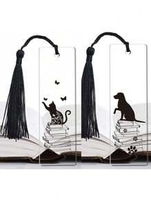 2pcLady Cat Book Marks Inspirational, Fun Bookmarks, Suitable For Students, Teachers, School Home Office Supplies, Book Lovers, Cat Lovers, Girl Friends, Sisters, Female Gifts
