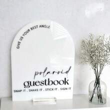 1 Stück Hochzeitsfoto Gästebuch Photobooth Gästebuchschild, Gästebuchschild - Acrylbogen-Schild, Hochzeitsfoto Gästebuchschild Acryl Hochzeitsschild für Zeremonie und Empfang, weißes Photobooth Schild mit Ständer für Jahrestag, Geburtstag, Hochzeit, Abschlussfeier, Sommergaben, Schule Liefern, Raumdekoration