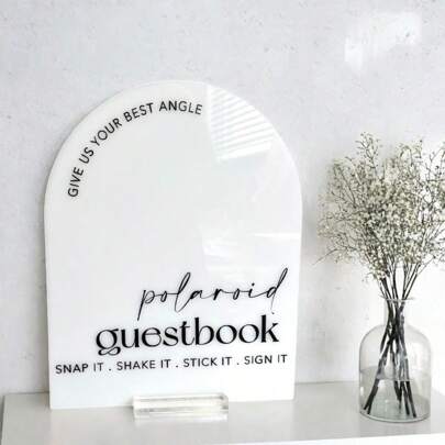 1pc Wedding Photo Guest Book Photobooth Guestbook Sign, Guestbook Sign - Acrylic Arch Sign,Wedding Photo Guest Book Sign Acrylic Wedding Signs For Ceremony And Reception White Photo Booth Sign With Stand For Anniversary Birthday Parties,Wedding,Graduation Party Sign Summer Gifts Beach Back To School School Supplies Room Decor