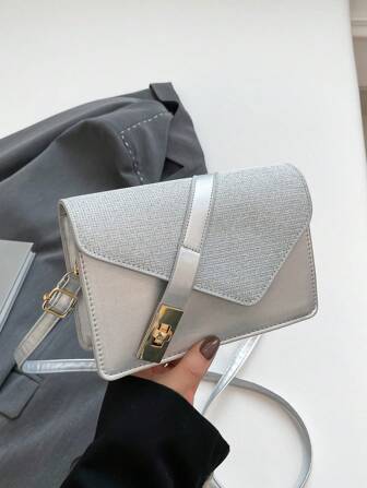 新款韩版压花钻石造型字母休闲手提包女2024时尚网红简约斜挎方形包