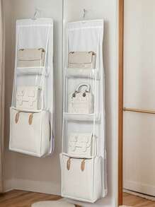 1pc Hanging Purse Organizer For Closet, 4-Shelf Clear Handbag Storage, Space Saving Closet Handbag Organizer