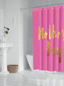 1pc Flower & Letter Print, Mother's Day Element Waterproof Shower Curtain Tapestry, With 12 Hooks Polyester Fabric Bathroom Decor, Waterproof Bathtub Divider, Modern Home Bathroom Decor, Washable, Grommet Top 35inX70in, 47inX70in, 59inX70in, 70inX70in Mother's Day Flowers, Personalized Gifts For Mom, Last Minute Gifts, Mother's Day Ideas, Mothering Sunday Gifts, Handmade Cards For Mum, Best Mother's Day Gifts Under $50