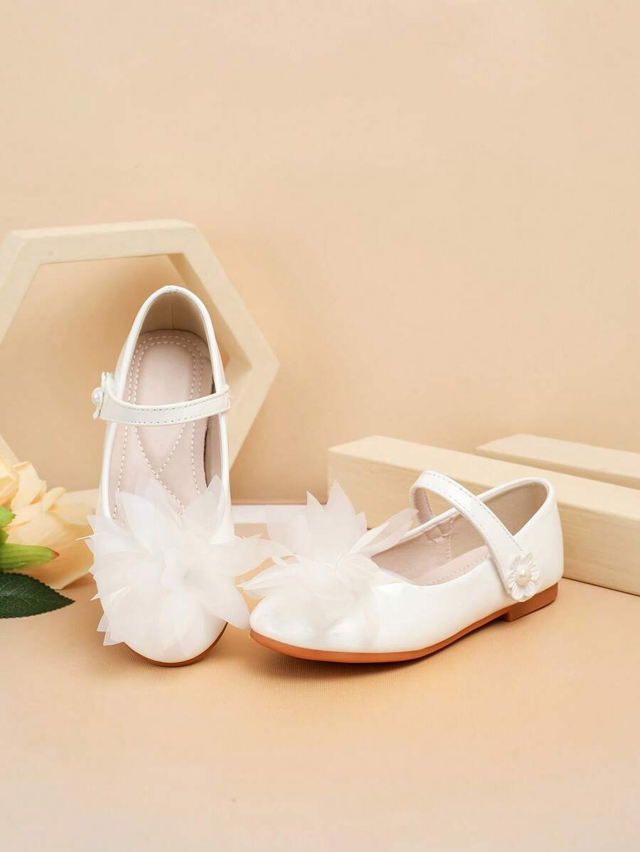 1 Pair Girls Flat Mary Janes PU Leather Casual Versatile Cute Comfortable Shoes, Suitable For Spring And Summer