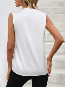 Women's V-Neck Sleeveless Basic Casual Blouse Top - White - View 2