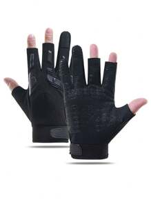 1 par de guantes tácticos de 3 dedos para hombres, guantes de deporte al aire libre antideslizantes, transpirables, de protección para escalada, resistentes al desgaste para ciclismo