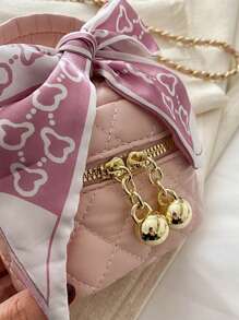 1 件新款女孩迷你菱形丝巾手提包采用 PU 材料制成，双拉链开合，可爱精致，时尚百搭，日常通勤、外出和旅行的必备单品 - A - 查看 5