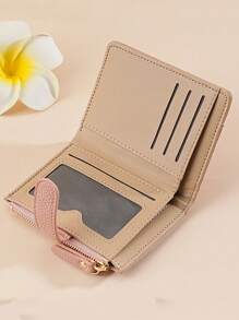 European & American Style Litchi Texture Women's Wallet Simple Design High-Quality Bifold Multi-Card Slots Zipper Coin Pouch Short Style For Women Wallet Mini Wallet Purse Wallet Small Wallet