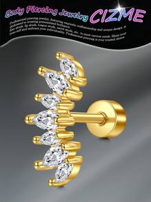 CIZME 1 件套堆叠软骨穿孔耳环套装，金银方晶锆石软骨耳环，唇环，耳钉穿孔首饰，适用于软骨/耳屏/耳轮/海螺，不锈钢耳轮耳屏软骨耳环，女士 - 耳環 - 查看 11