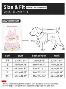 宠物狗花卉蕾丝装饰连体衣连衣裙，适合日常穿着，户外，摄影 - 玫紅色 - 查看 3