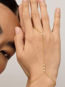 Tsnamer 1pc Beaded Hand Chain Bracelet For Women Girl Ring Bracelet Hand Chain Simple Stainless Steel Waterproof Bracelet Fashion Jewelry Gifts - Bracelet - View 4