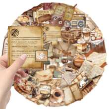 50 张复古咖啡馆贴纸乙烯基美学贴纸、贴花、剪贴簿、日记、保险杠、滑板、水瓶、卡通、安全帽、汽车贴纸 - 彩色 - 查看 6