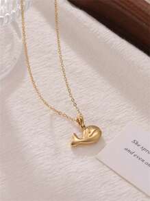 Collana pendente minimalista e versatile con delfino, motivo a tema marino, carina e alla moda, catena per la clavicola