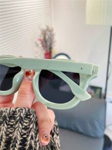 Women's Candy Color Fashion Glasses, Tortoiseshell Large Frame Fashion Dopamine Green Fashion Glasses