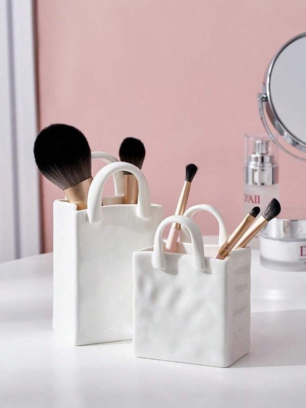 1 pieza Jarrón en forma de bolso decorativo de resina, ideal como regalo festivo, decoración de escritorio, sala de estar, hogar, cocina. Decoración única para el hogar moderno