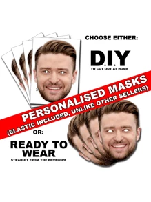 1/4/6 Mascarillas personalizadas con foto - Hazlo tú mismo o listas para usar - Kits personalizados para despedidas de soltero/soltera, fiestas de cumpleaños, disfraz - Multifuncional, ajustable, durable, ornamental, reutilizable, exquisita, adorable, de alta calidad, moderna, colorida, cómoda, elegante, personalizada, única, regalo ideal para él, ella, novio, novia, papá, mamá, familia, amigos, hijo, hija, estudiantes, oficina, sala de té, escuela, hogar, renovación del hogar