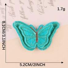 1pc Layer 3D Butterfly Embroidery Patches, Embroidered Iron-On Patches, Red Peach Yellow Light Purple, For Clothing, Jacket, Hat, Jeans, Backpack, Stage Costume