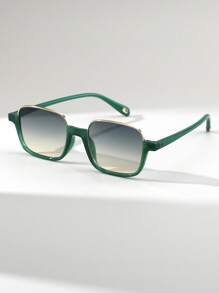 1 副女士方形半框复古百搭街头风格海滩派对装饰时尚眼镜 - 彩色 - 查看 9