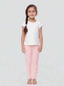 8 条儿童纯色 3/4 踝长打底裤，百搭薄款内裤，适合春秋季节