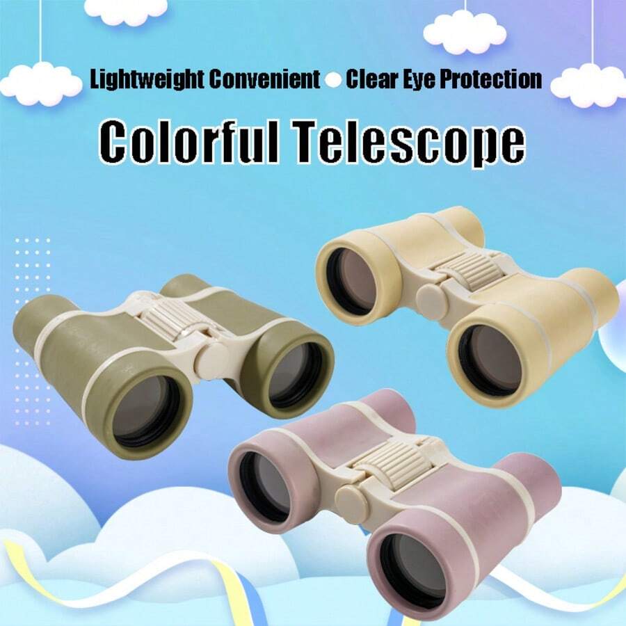 1pc 4X30 Beginner Level Cute Colorful HD Optical Lens Binocular, Portable Outdoor Camping Binoculars For Men & Women, ABS Soft Eye-Protecting High Magnification Telescope - View 1