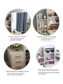 Modern Wooden Dressing Table With Mirror 4 Drawers Sila - Multicolor - View 8