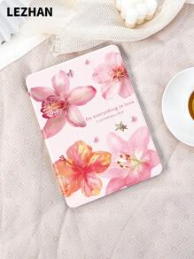 Capa protetora plana com estampa de flor de hibisco, compatível com iPad de 10,2 polegadas, iPad Pro 11 2021/2020/10ª geração, iPad Mini 4/5/6, Galaxy Tab A8 10,5 polegadas 2022, Matepad 10.4/Tab, com slot para lápis, à prova de choque, capa protetora para suporte de tablet