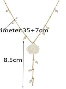 1 件优雅美丽的白色仿珍珠玫瑰项链，适合女孩日常佩戴，母亲节礼物（手工链条按尺寸切割，珍珠数量可变）