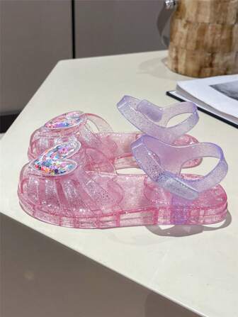 时尚女童心形装饰公主鞋儿童果冻镂空透气沙滩凉鞋夏季户外玩耍