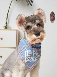 1pc Easter Bunny Plaid Pet Bandana, Suitable For Cats And Dogs, Applicable For Holidays
