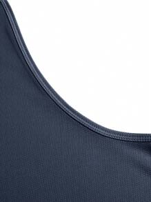 1pc Dark Blue Simple Printed Summer Men's Sportswear, Comfortable Sleeveless Round Neck Fitness Clothes, Suitable For Running, Various Fitness Activities, Outdoor Sports, And Casual Outings - Navy Blue - View 9