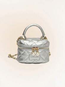 1pc Niche Design High-Grade Rhinestone Chain Box Bag Sweet And Fashionable Mini Handbag Lipstick Red Envelope Versatile Chain Crossbody Bag Faux Pearl Decoration Embroidery Bucket Bag Fashionable New Shoulder Bag Bucket Bag Solid Color Fresh And Simple Versatile Personalized Crossbody Bag Pu Girls - Solid Color Pu Messenger Bag - View 15