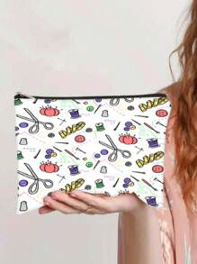 1pc Funny Sewing Machine Cosmetic Bag, Sewing Gift, Zipper Pouch, Travel Organizer Bag, Beauty Gift Set For Female Friends, Women Toiletry Makeup Bag Travel Essentials Travel Accessories Travel Must Haves