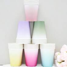 10pcs/20pcs/40pcs,9oz Disposable Paper Cups Pastel Rainbow Gradient Party Cups Drinking Cups For Party, DIY And Holiday, Multicolor Paper Cups For Wedding Party Picnic BBQ Travel And Event - Multicolor - View 2