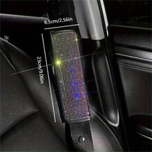 1pc Car Seat Belt Cover Shoulder Protection Set With Sparkling Rhinestone Leather Seat Belt Cover Suitable For All Cars - one-size - View 9