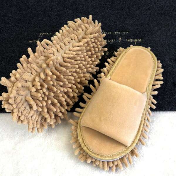 1 paire de chaussons de vadrouille réutilisables doux et silencieux, taille moyenne convenant aux pieds de taille 39 à 42
