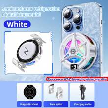 1 pieza Ventilador de refrigeración para teléfono con enfriamiento de semiconductores negro, con pantalla digital, adsorción magnética, compatible con teléfonos Android e iOS, tabletas, juegos, transmisión en vivo, luces RGB, tecnología de enfriamiento de 5V 3A con clip para accesorios de juegos e-sports con silencio