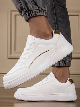 Koreansk stil Bekvämt mode för herrstudenter Vita sneakers, stötdämpande mångsidiga fritidslöparskor