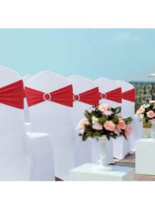 4pcs/10pcs/20pcs/50pcs Quality Elastic Chair Sash Bowknot , Made Of Spandex, Universal Elastic Chair Bands With Sliders For Holiday, Wedding, Party Decoration