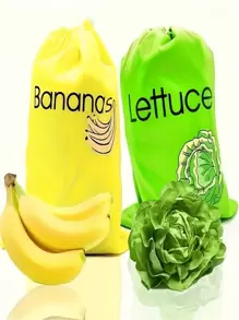 Set de 3 bolsas de almacenamiento con cordón de protección fresca, bolsas reutilizables para plátanos, tomates, lechugas para la cocina, oficina, dormitorio, cajas de almacenamiento abiertas para organización del hogar