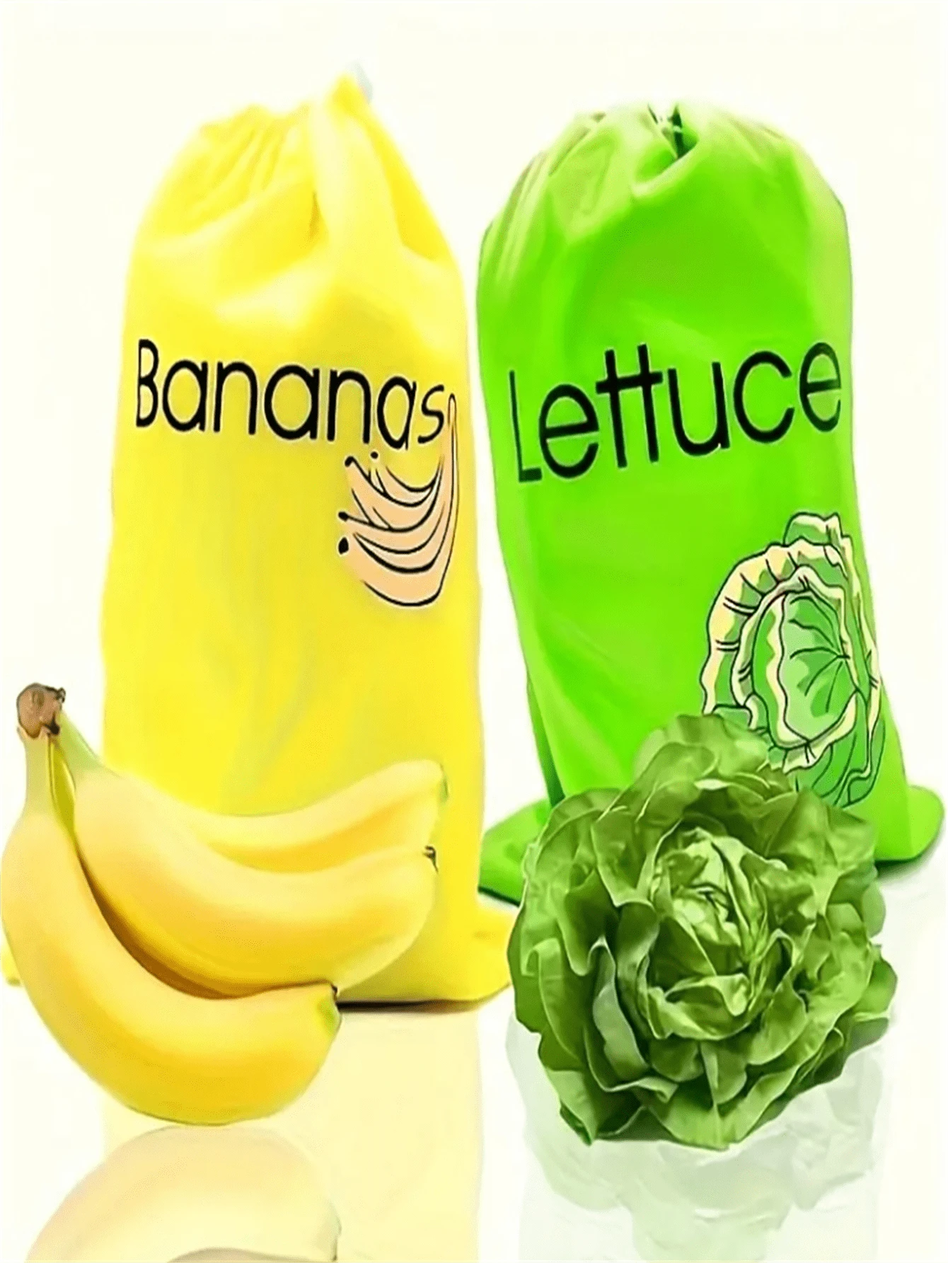 Set de 3 bolsas de almacenamiento con cordón de protección fresca, bolsas reutilizables para plátanos, tomates, lechugas para la cocina, oficina, dormitorio, cajas de almacenamiento abiertas para organización del hogar