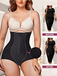 1 Pieza Pantalón corto moldeador de cintura alta para mujer, ropa interior modeladora delgada con control de abdomen, con cremallera, alzador de glúteos, adecuado para uso diario