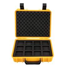 Portable Yellow Plastic Watch Box With 12 Compartments, Stainless Steel Lock Hole, Rounded Corners, 100kg Capacity For Watch Storage And Travel Back To School Dormitory Storage - Yellow - View 9