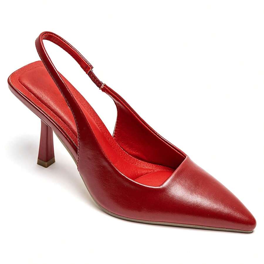 Mid-Heel Slingback Pumps - Red - View 1