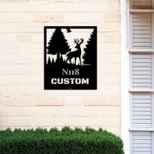 1 pieza Placa de dirección de metal personalizable con silueta de árbol - Arte de pared personalizado para la entrada del hogar, jardín al aire libre y decoración de fiestas - Artesanía decorativa de silueta de hierro - No se necesita electricidad