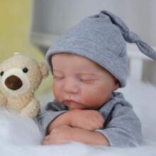 WOOROY Realistic Reborn Baby Dolls - 18 Inch Full Vinyl Body Lifelike Reborn Boy Doll Poseable Anatomically Correct Newborn Sleeping Baby Dolls Gift Toys For Kids Age 3+ - mặc định - Xem 9