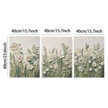 3pcs/Set No Frame Canvas Prints, Green Leaves And Flowers Decorative Painting, Light Green Flower Decoration, 3D Artistic Flower Prints, Indoor Home Wall Decoration Art Gifts Birthday Graduation