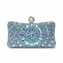 Acrylic Diamond Evening Clutch Bag, Party Wedding Handbag With Rhinestone, Hot Selling Chain Shoulder Bag - Blue - View 3